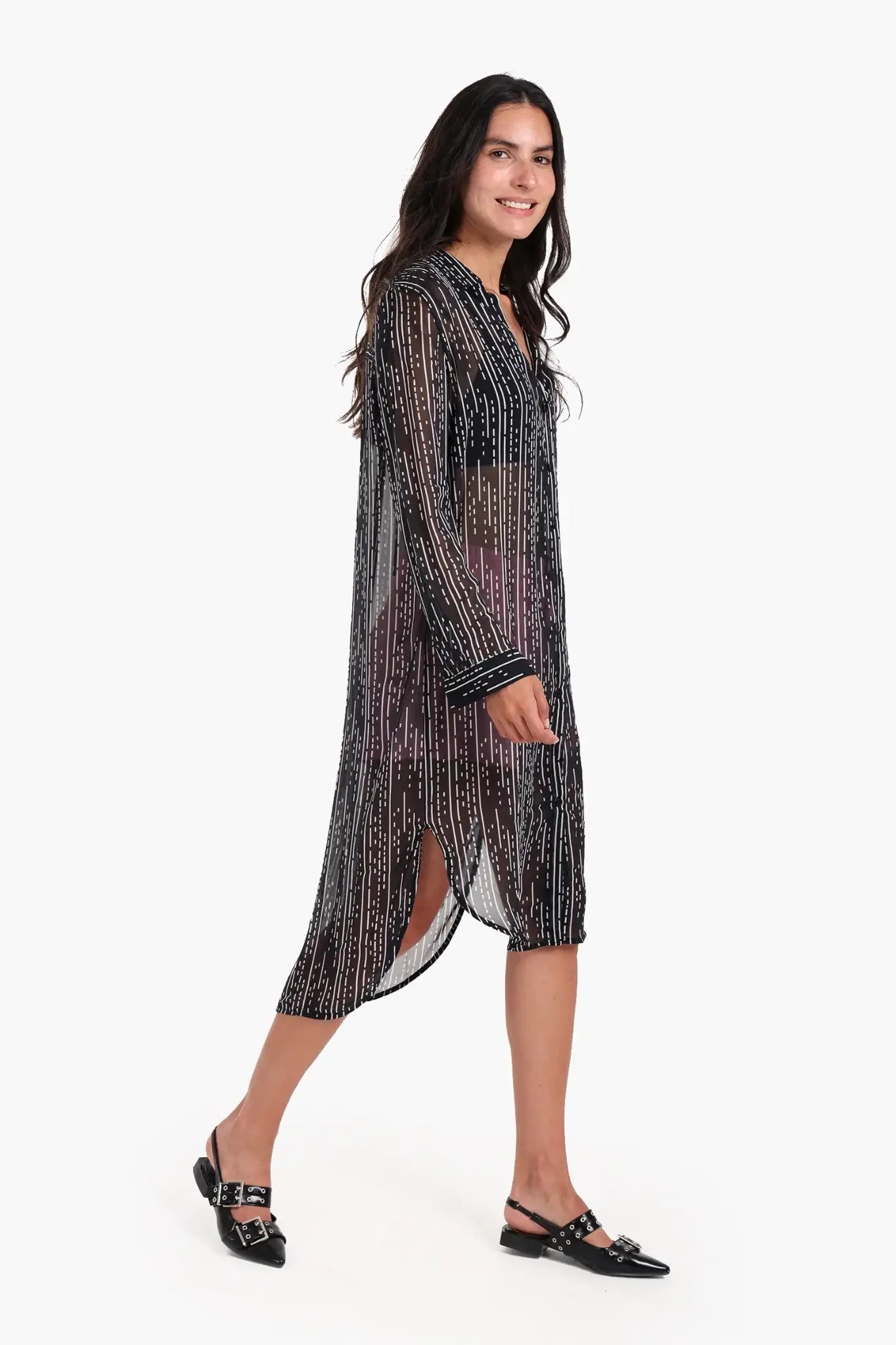 Chiffon Long Sleeves Shirt Dress Carina Wear