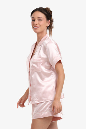 Color Piping Satin Pyjama Set