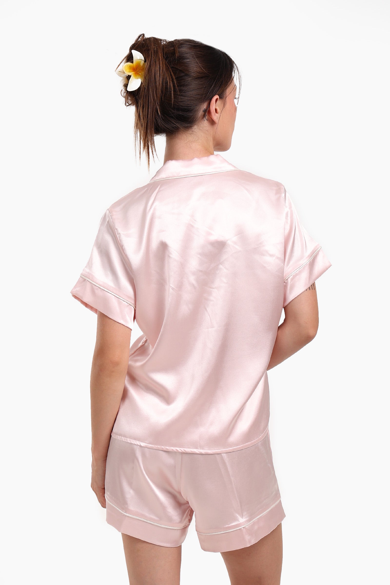 Color Piping Satin Pyjama Set