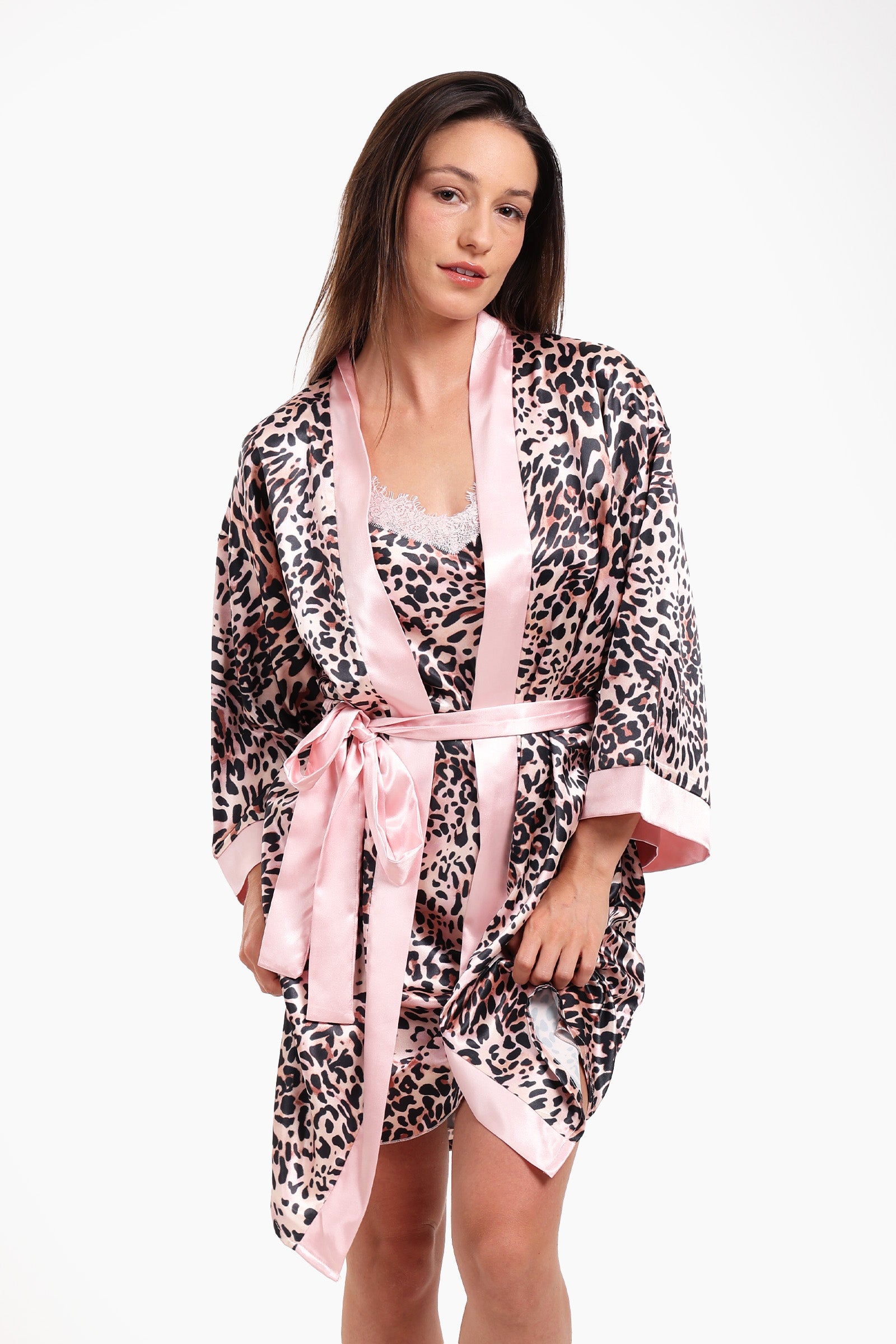 Tiger Print Satin Robe