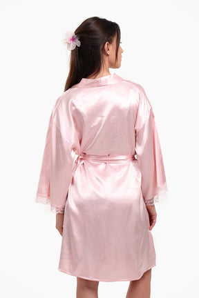 Satin Robe with Lace Details
