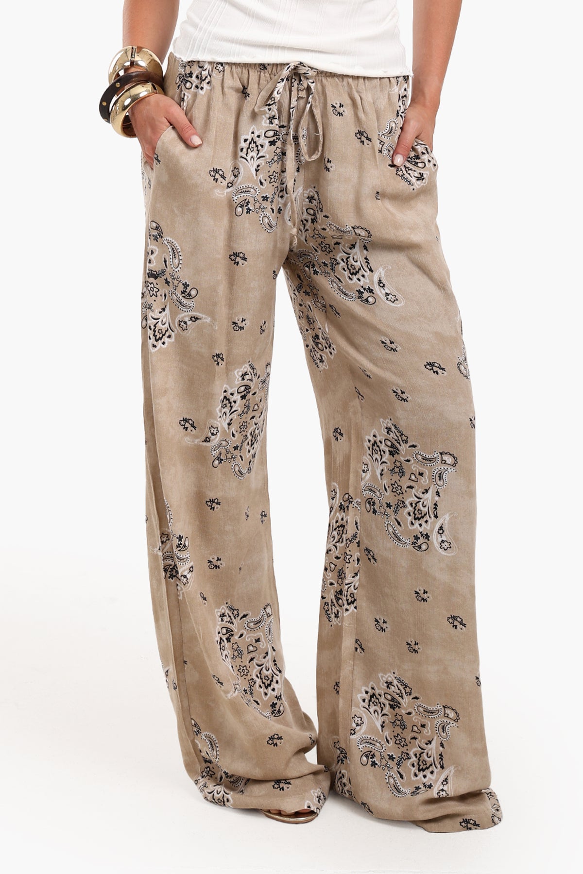 Printed Wide Leg Pants