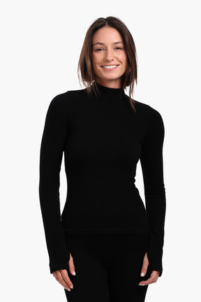 High Neck Top with Thumbhole