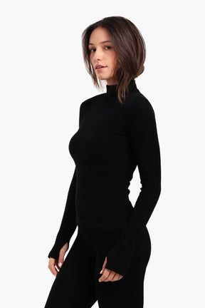 High Neck Top with Thumbhole