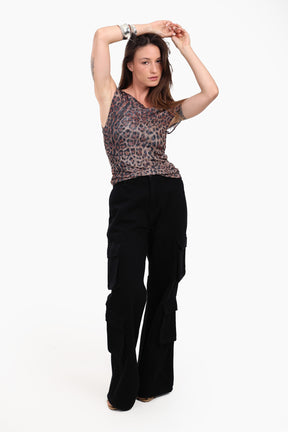 Leopard Print One-Shoulder Top