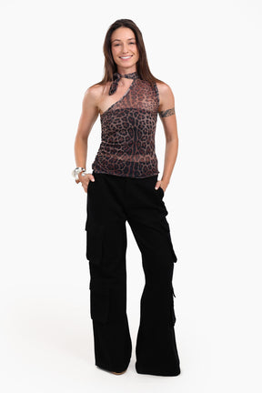 One Shoulder Chiffon Top