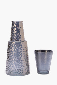 Textured Glass Bottle with Cup