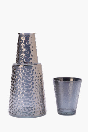 Textured Glass Bottle with Cup