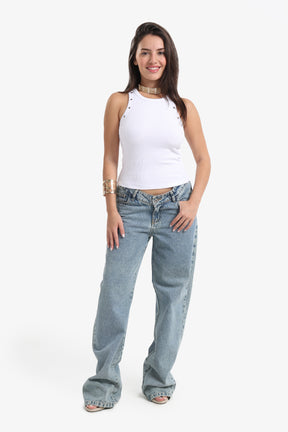 Metal Button Detail Top