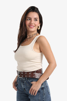 Sleek Solid Patterned Top