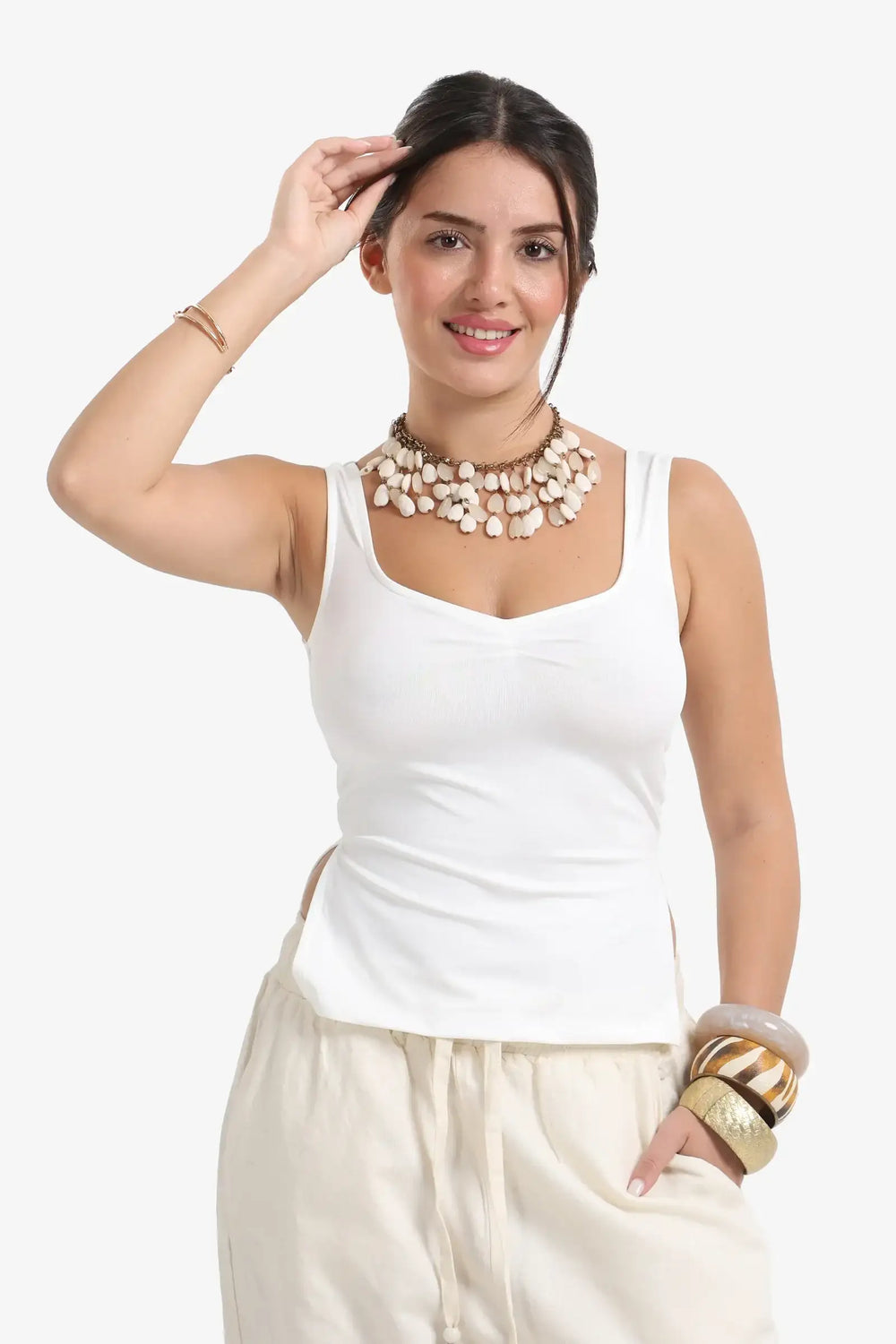 Heart Scoop Collar Top