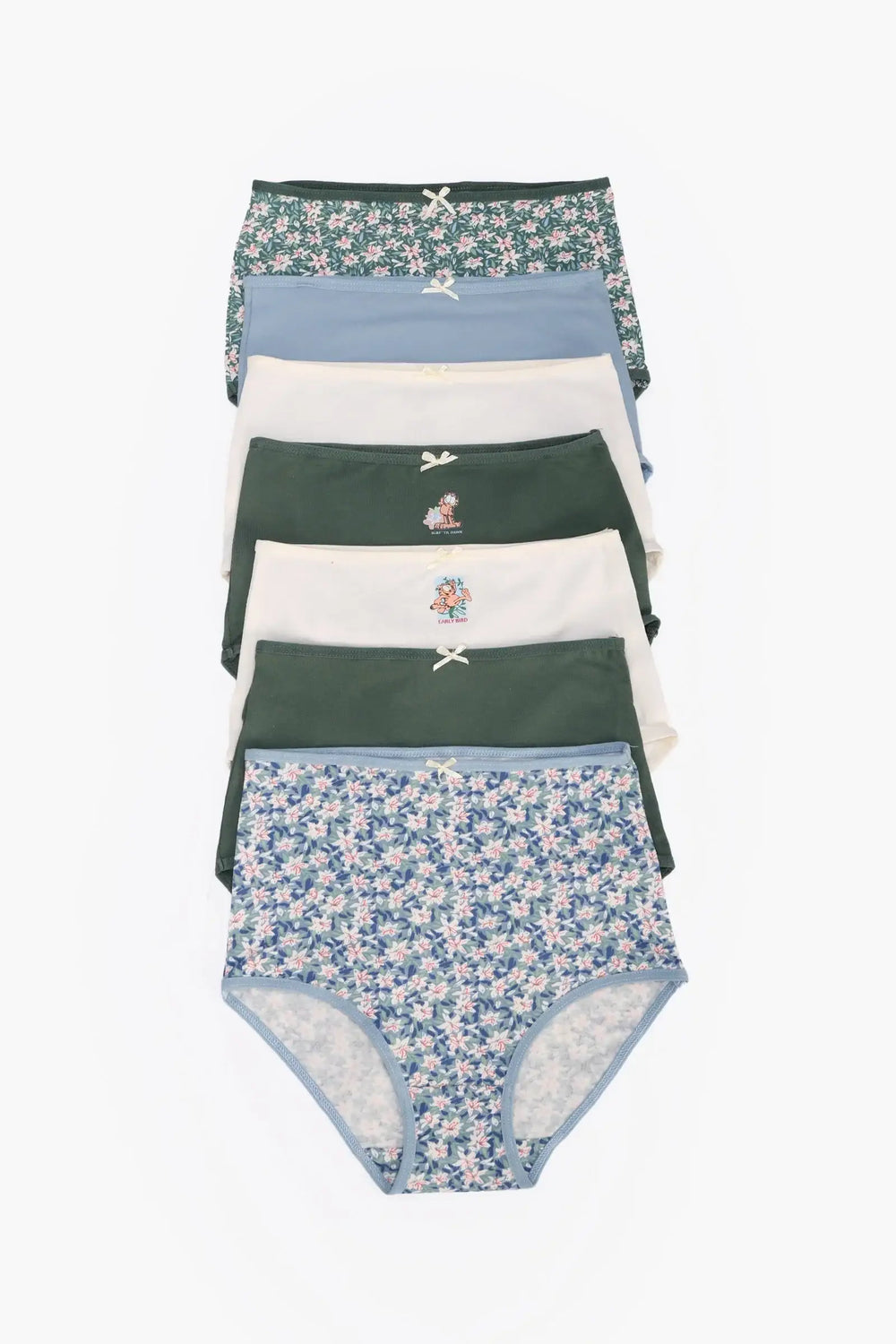 مجموعة من 7 بانتي بريف خصر عالي ملون