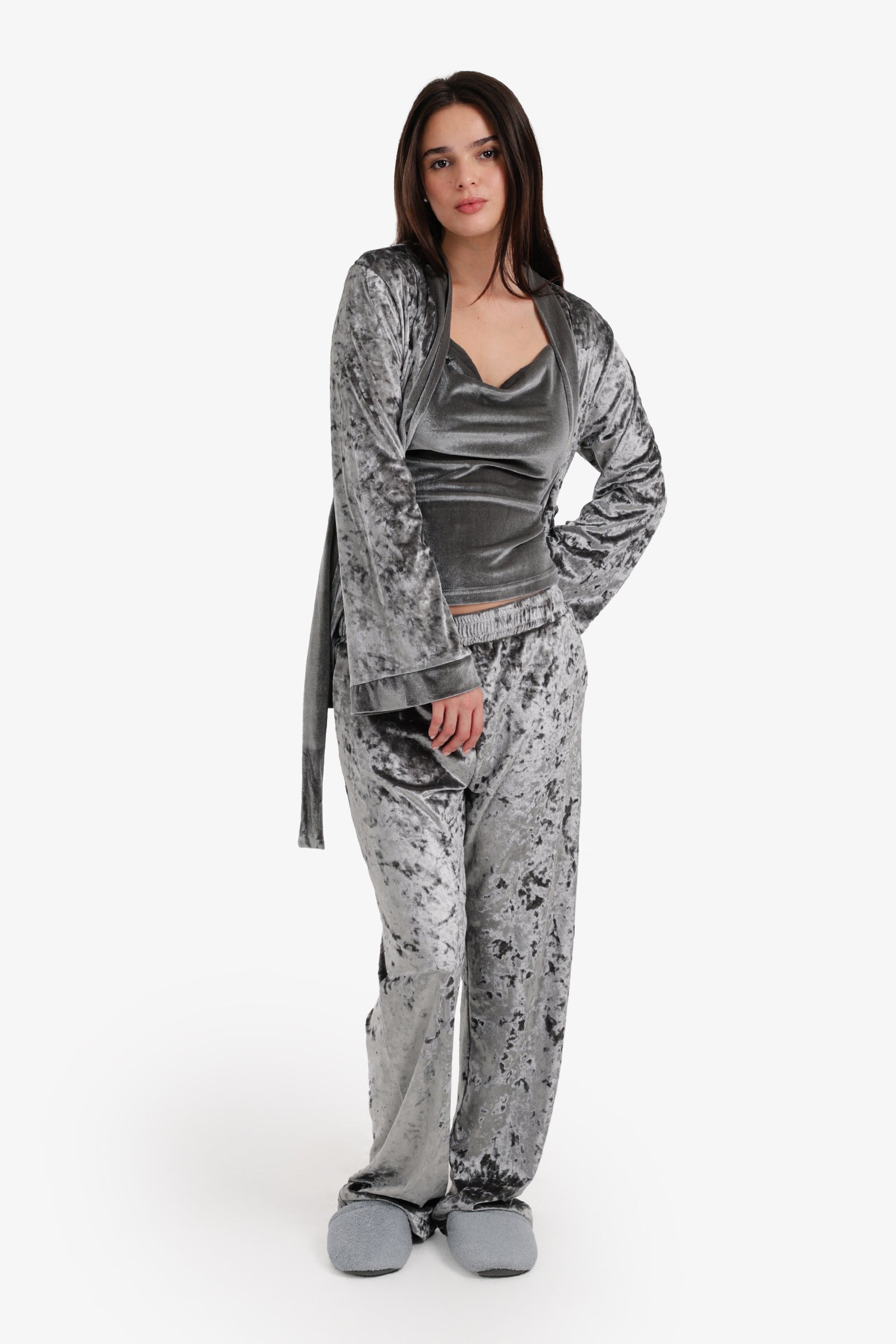 طقم بيجامة قطيفة من 3 قطع