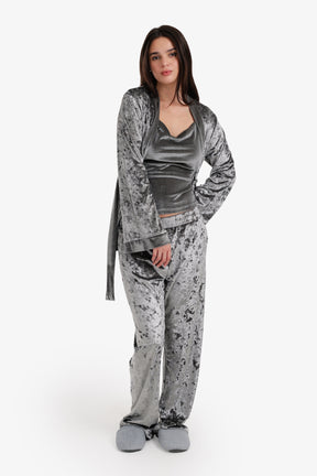 طقم بيجامة قطيفة من 3 قطع