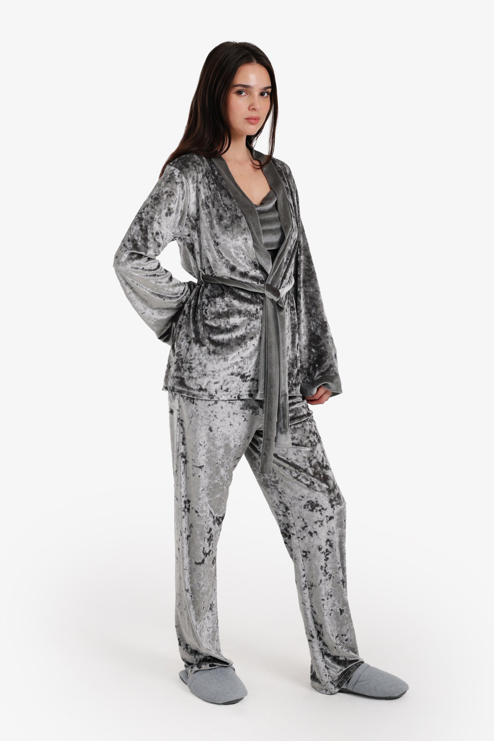 طقم بيجامة قطيفة من 3 قطع