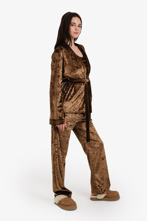 طقم بيجامة قطيفة من 3 قطع