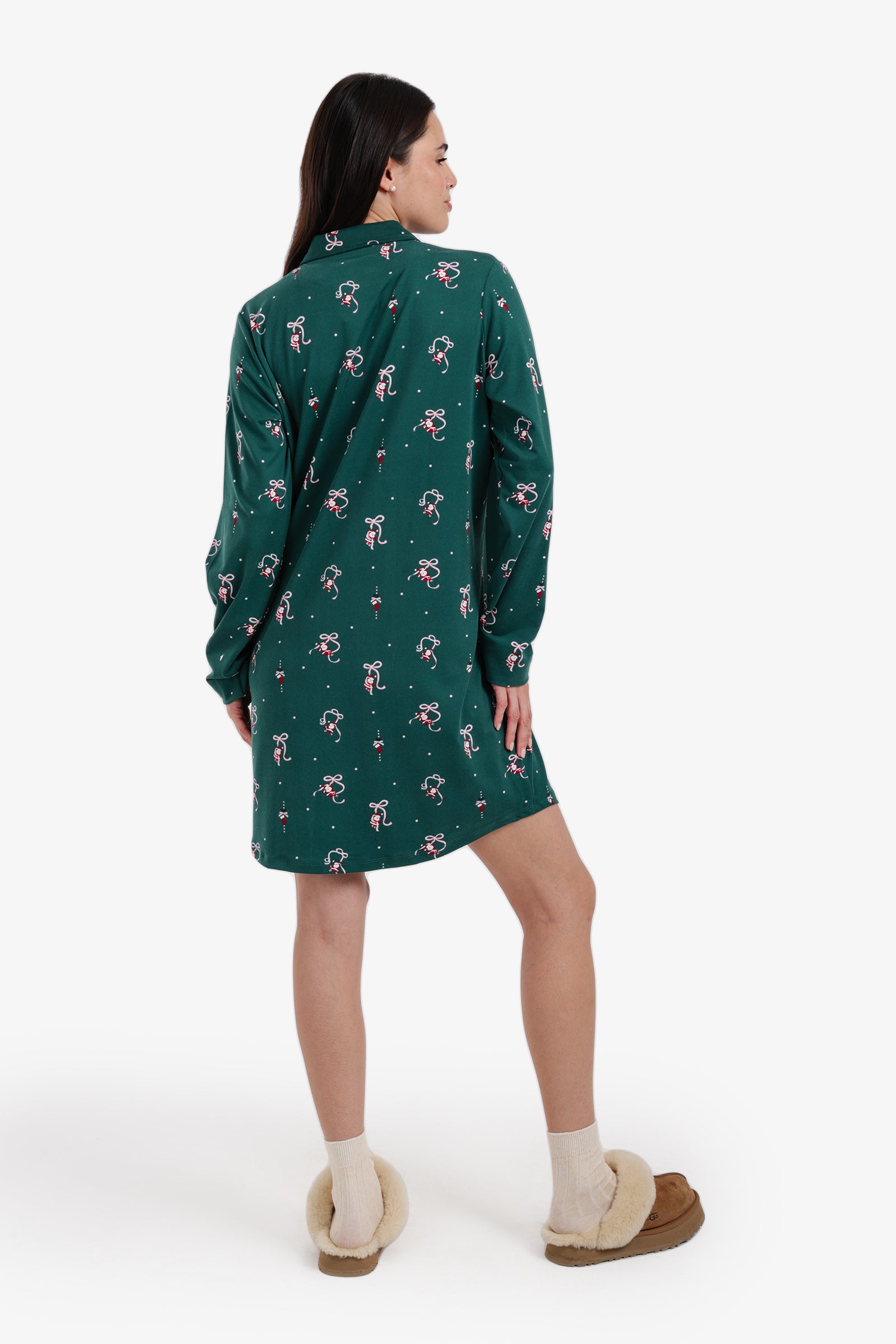 قميص نوم كريسماس بأزرار