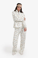 Stand Collar Printed Pyjama Set