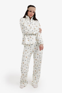 Stand Collar Printed Pyjama Set