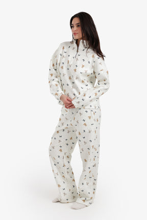 Stand Collar Printed Pyjama Set