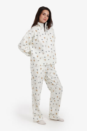 Stand Collar Printed Pyjama Set