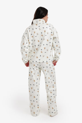 Stand Collar Printed Pyjama Set
