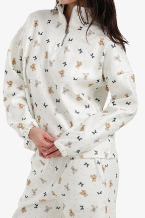 Stand Collar Printed Pyjama Set