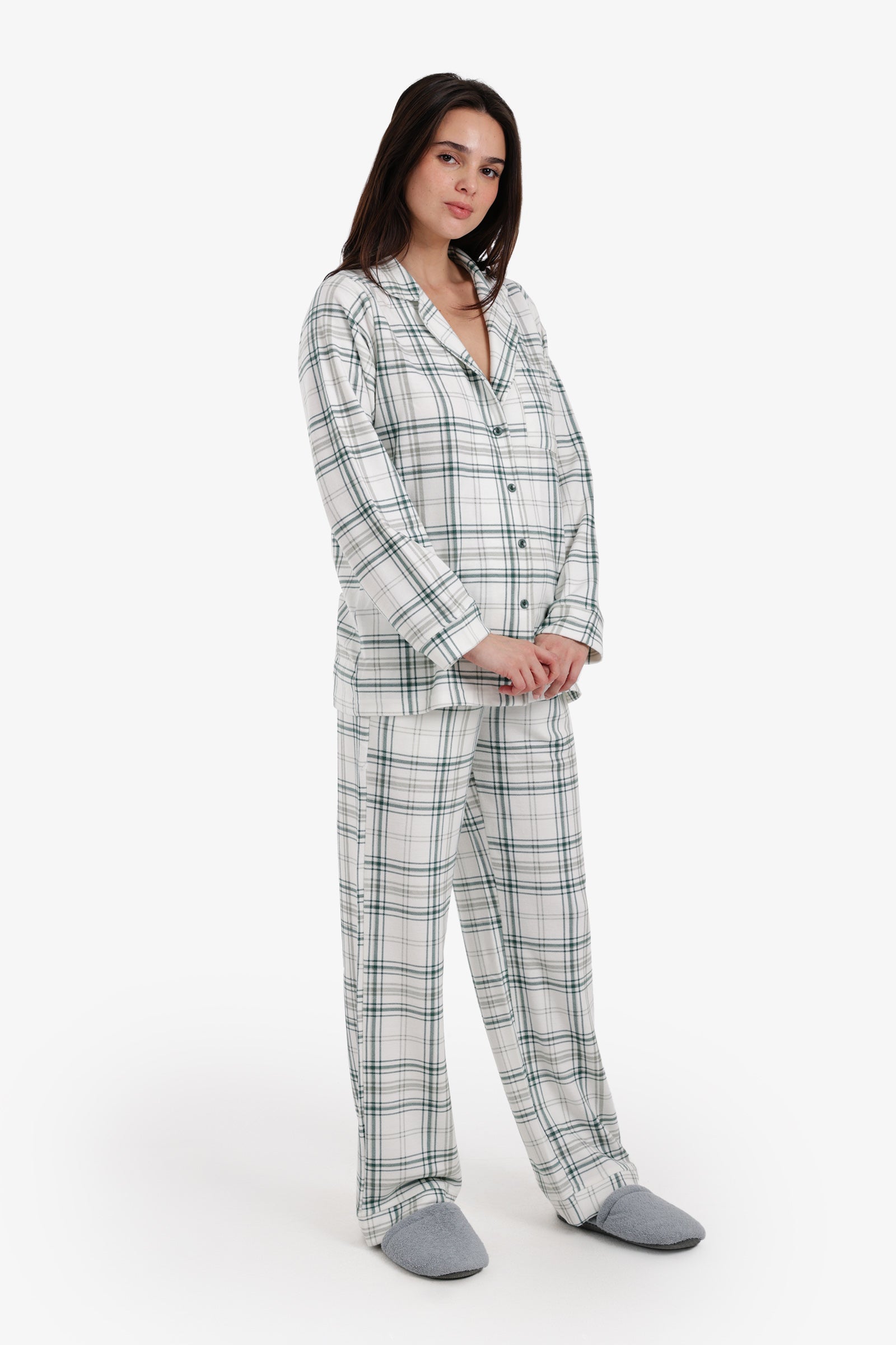 طقم بيجامة بنقشة مربعات