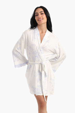 Printed Robe with Lace Details
