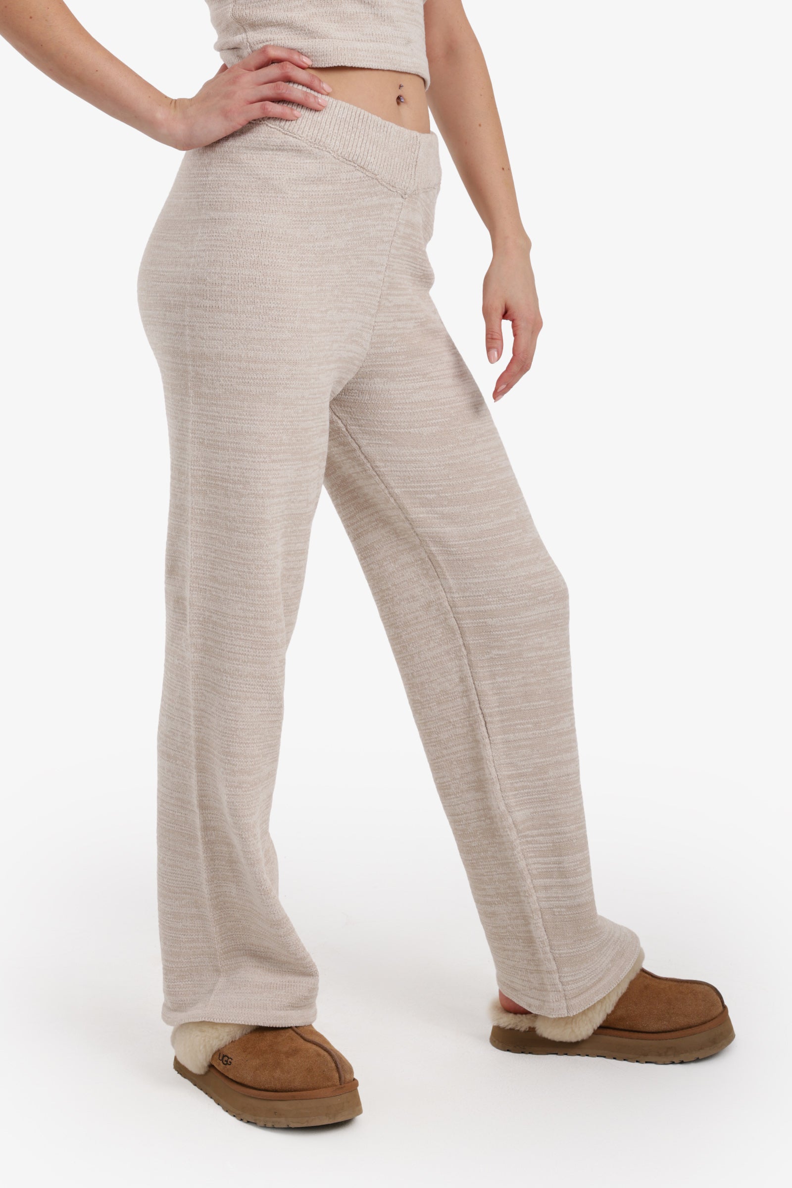 بنطلون بيجامة مريح بنقشة هيذر