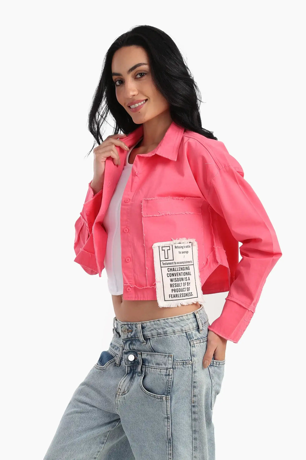 قميص قطن قصير بطبعة من الجنب