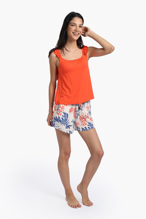 Pyjama Set with Ruffle Strap Detail