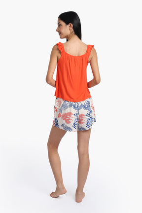 Pyjama Set with Ruffle Strap Detail