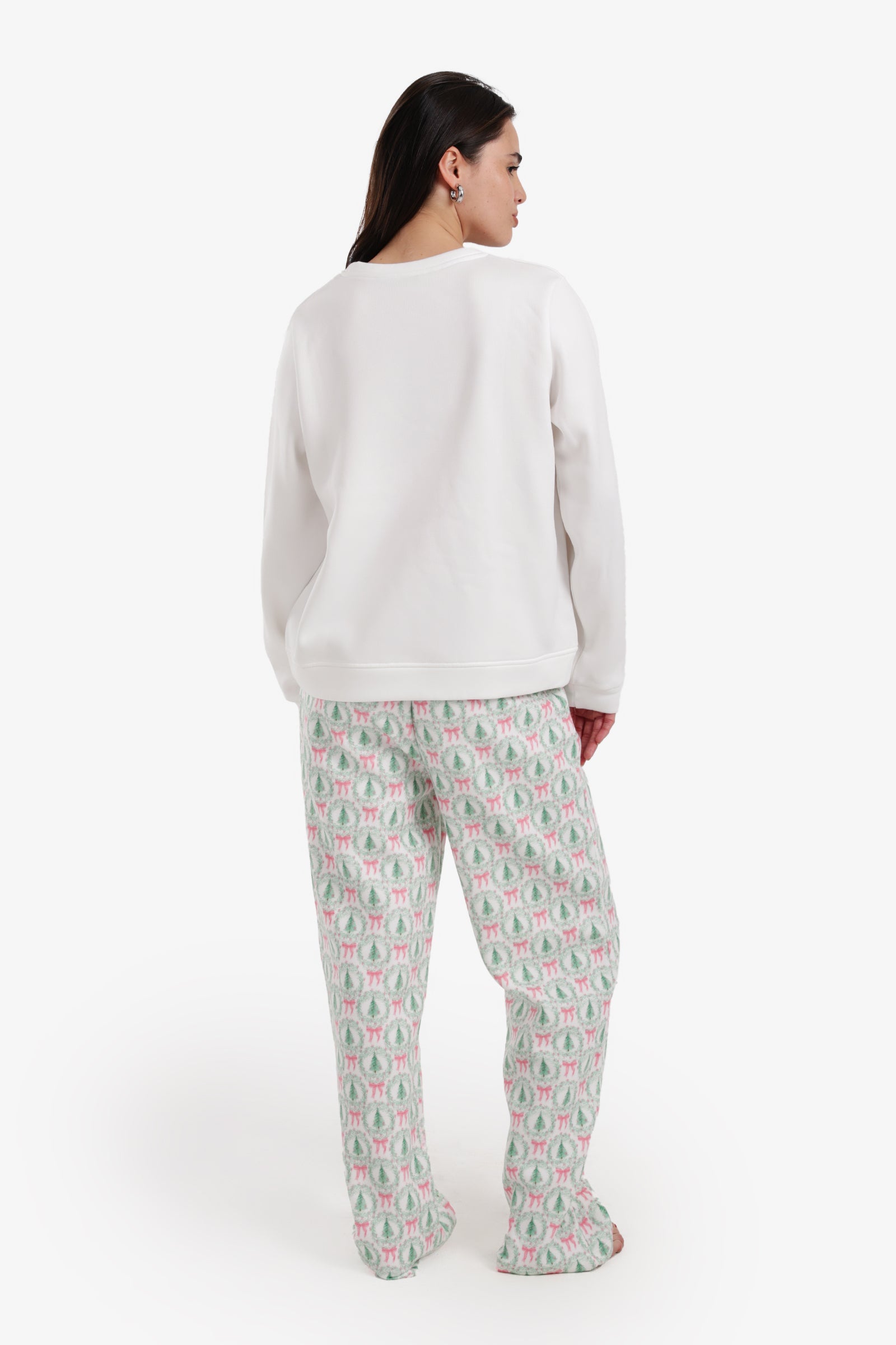 طقم بيجامة كريسماس بياقة دائرية