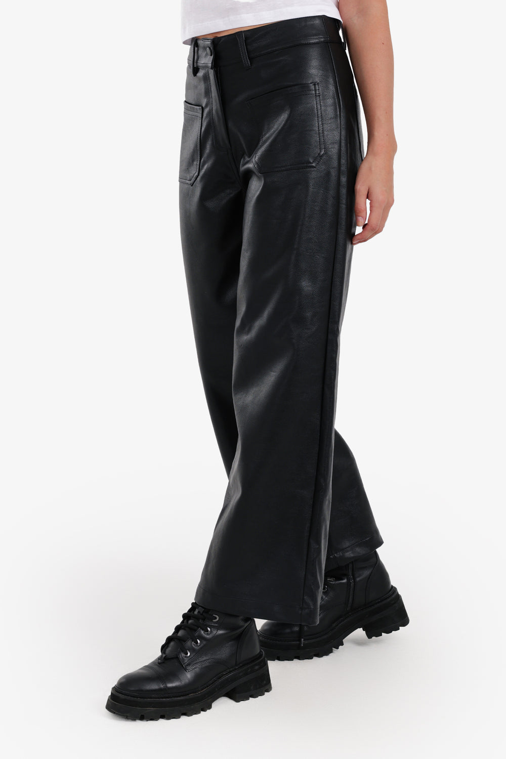 Flare Leg Faux Leather Pants