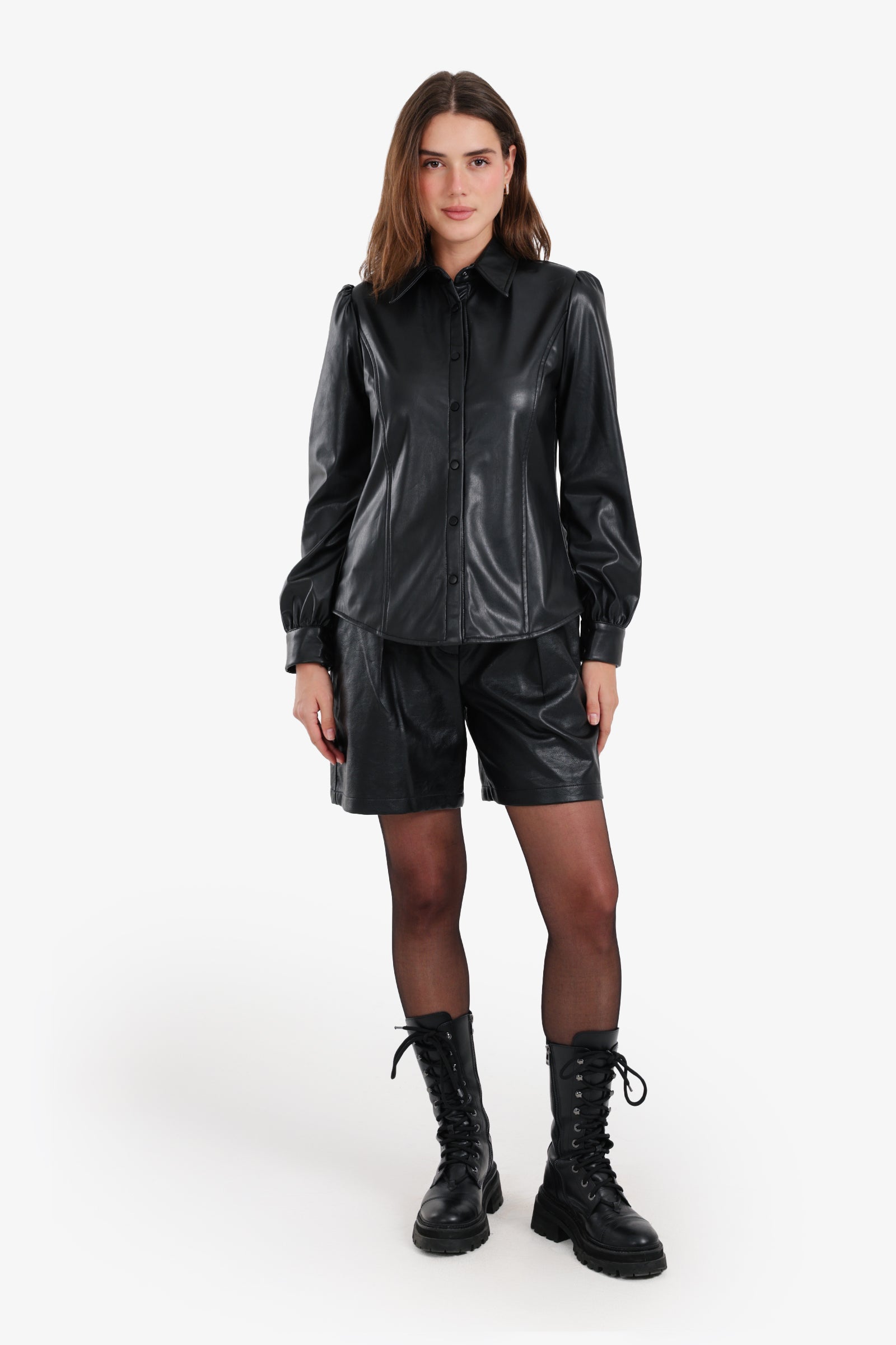 Leather Snap Button Shirt