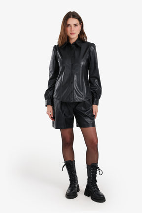 Leather Snap Button Shirt