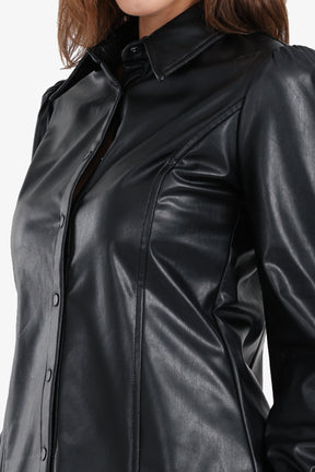 Leather Snap Button Shirt