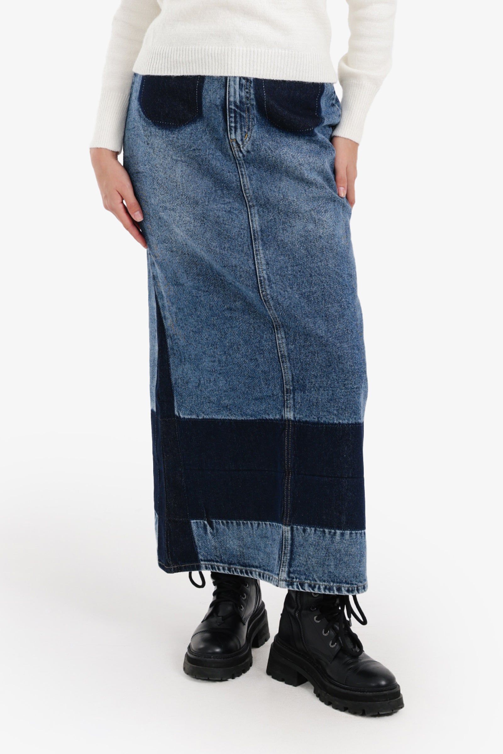 Two-Tone Denim Skirt