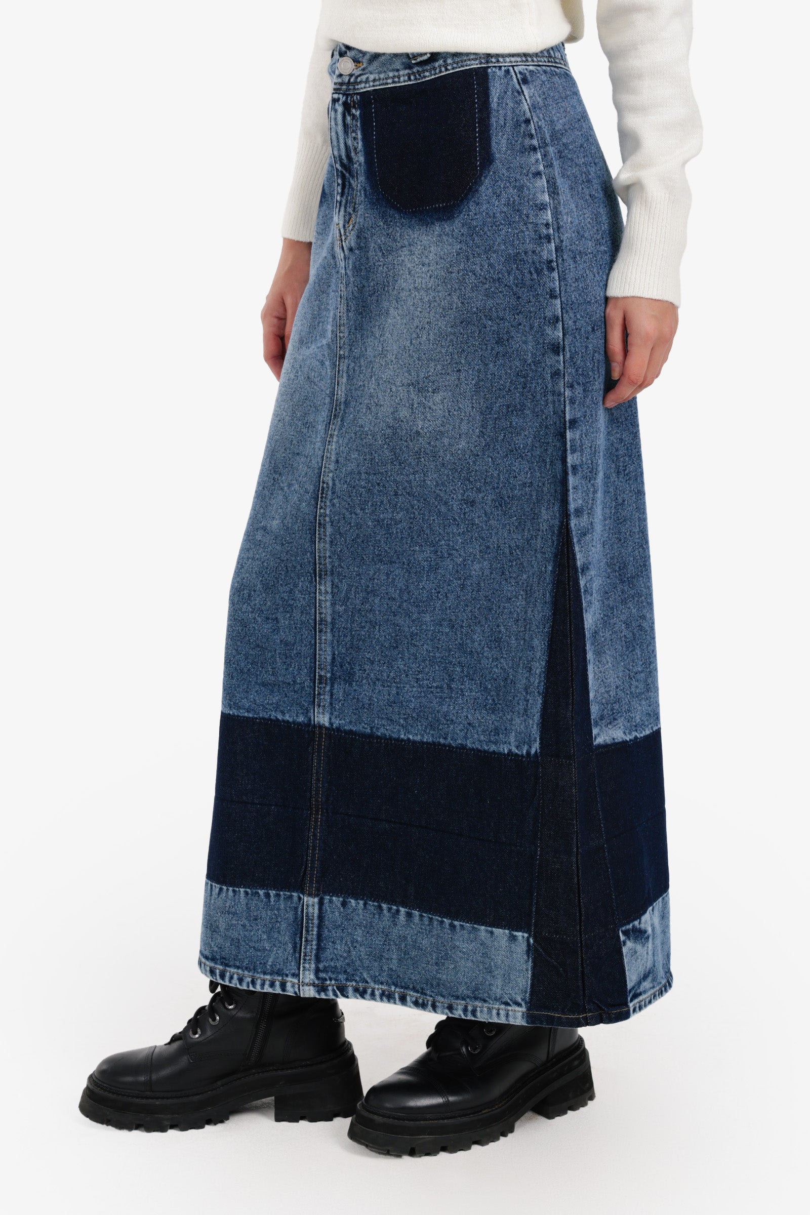 Two-Tone Denim Skirt