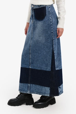Two-Tone Denim Skirt