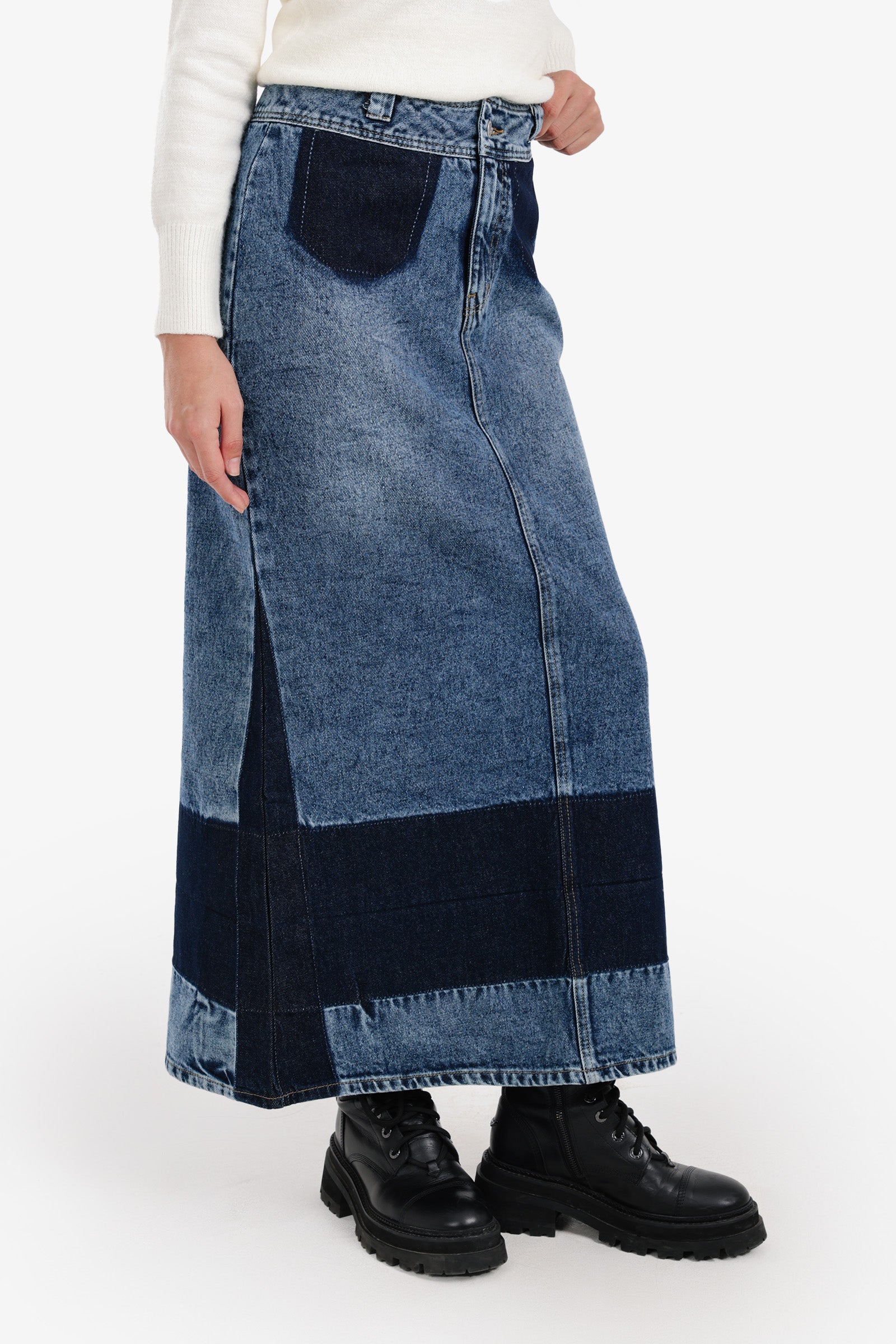 Two-Tone Denim Skirt