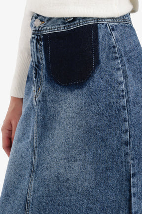 Two-Tone Denim Skirt