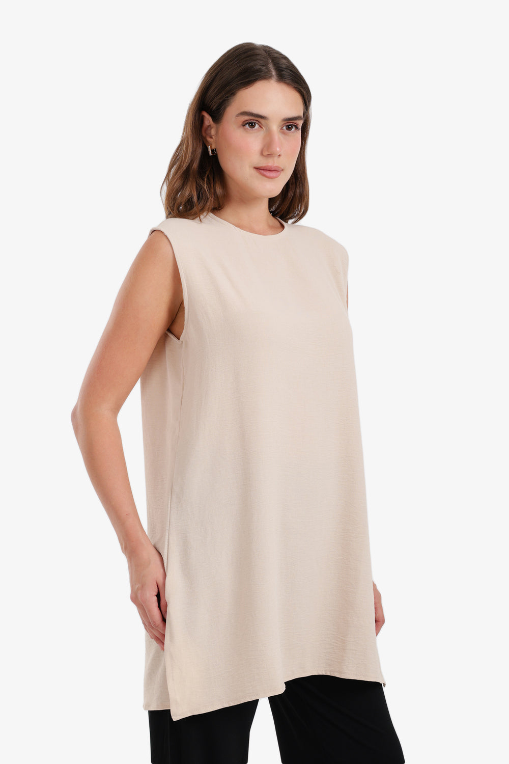 Ribbed Crepe Oversized Blouse