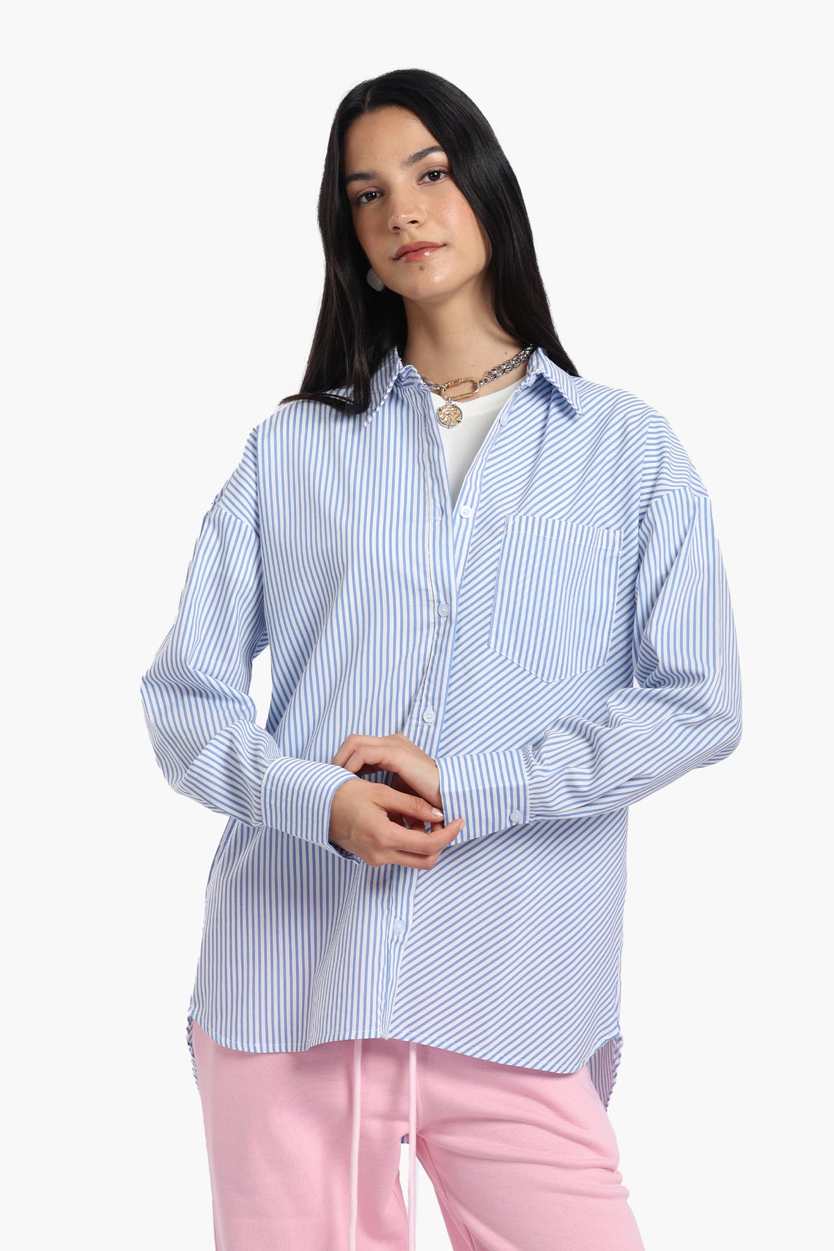 Poplin Blue Striped Shirt