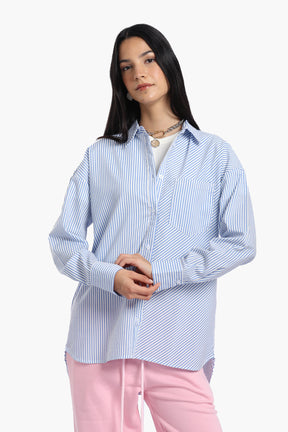 Poplin Blue Striped Shirt