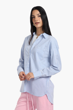 Poplin Blue Striped Shirt