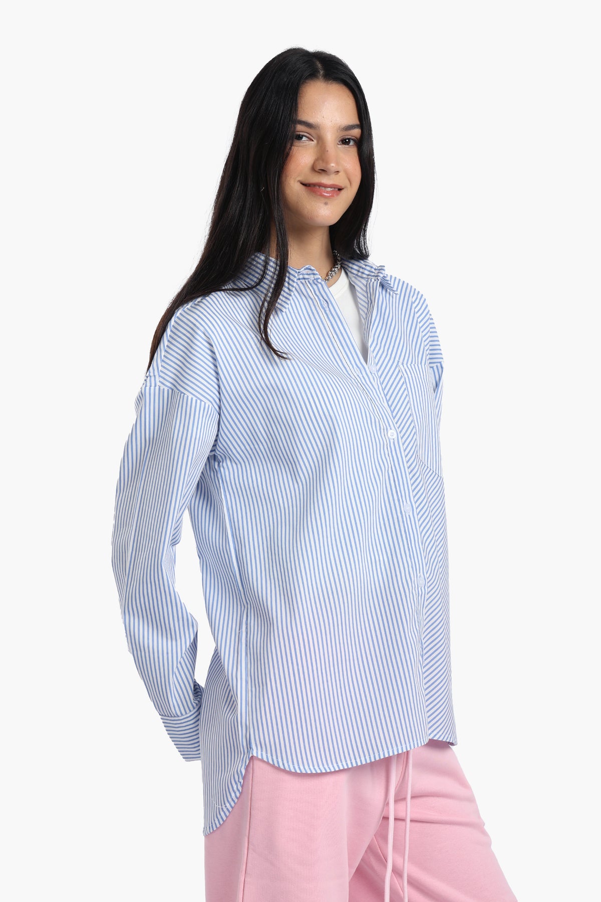 Poplin Blue Striped Shirt