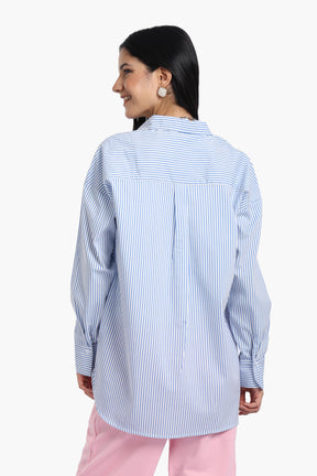 Poplin Blue Striped Shirt