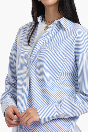 Poplin Blue Striped Shirt